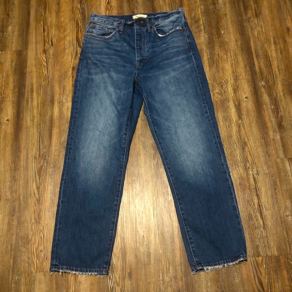 Madewell The Dad Jean Women's 27 Baggy Button Fly Straight High Rise Raw Hem - Picture 1 of 9